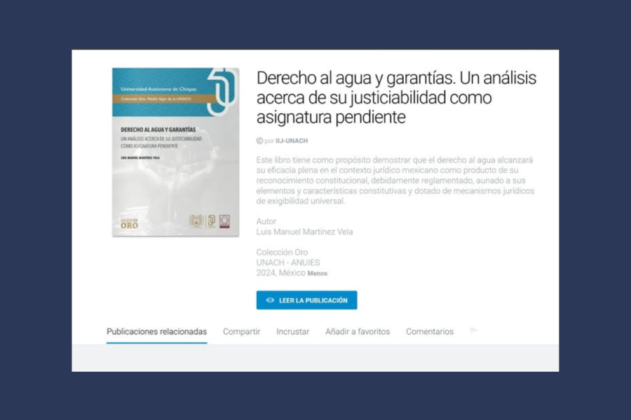 UNACH Presenta el Libro &quot;Derecho al Agua y Garantías&quot;