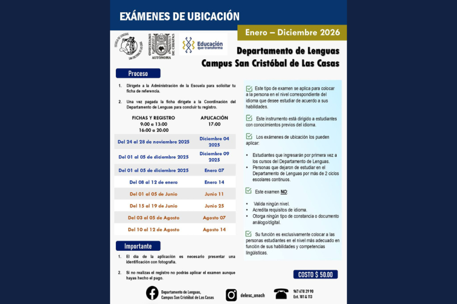Inician Proceso de Evaluación y ubicación para cursos de idiomas bajo Marco Común Europeo en Lenguas San Cristóbal