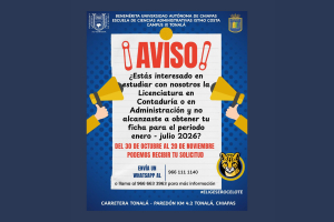 Se abre periodo extraordinario de recepción de solicitudes para aspirantes a Contaduría y Administración en Campus IX Tonalá