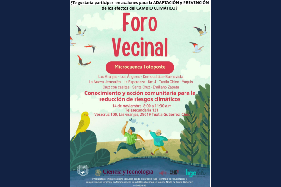 Organizan foro vecinal sobre adaptación al cambio climático en microcuencas de Tuxtla Gutiérrez