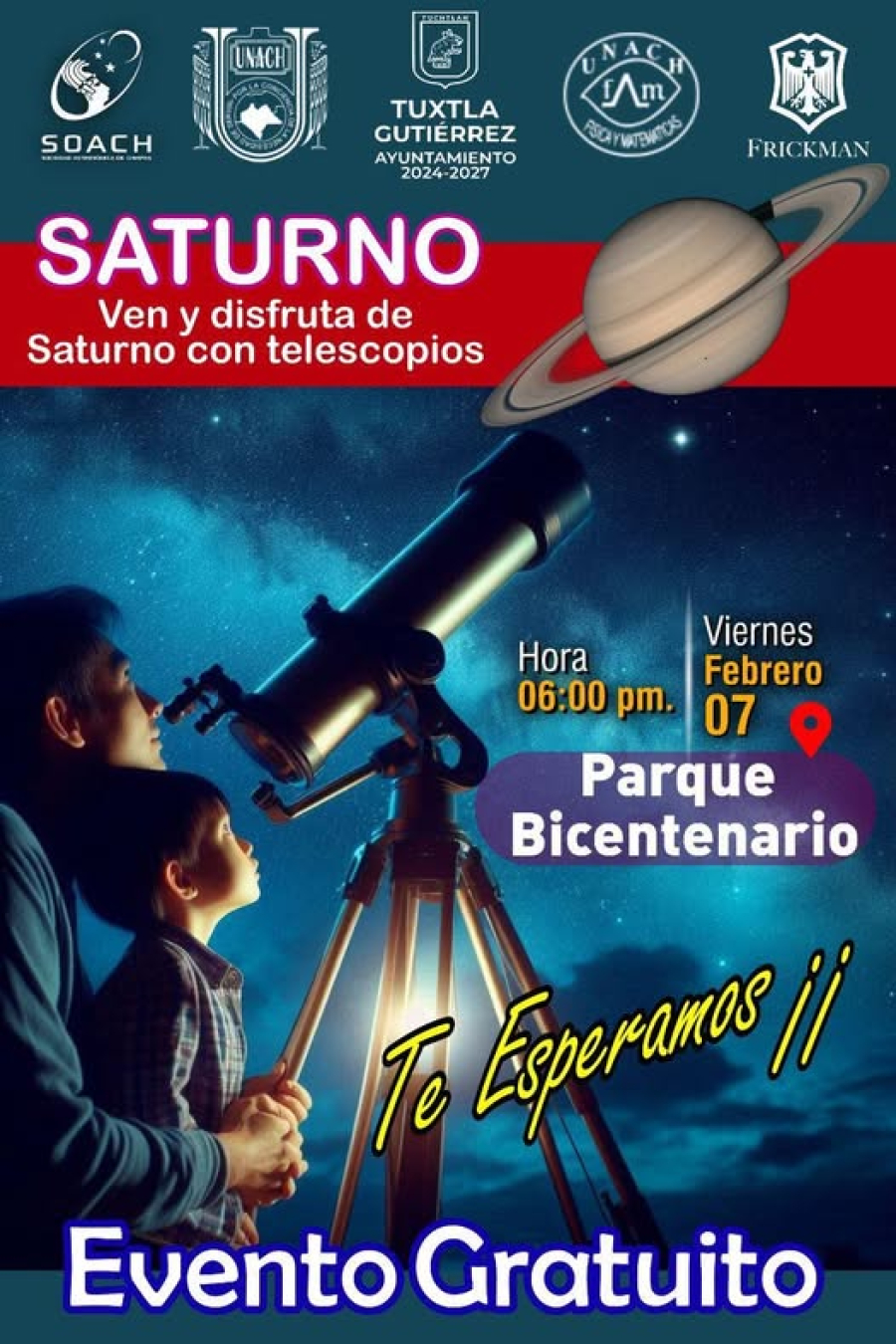 Saturno podrá ser observado desde el Parque Bicentenario