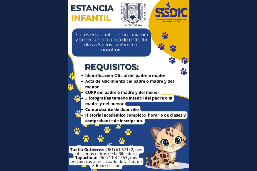 Fortalece UNACH el acompañamiento a estudiantes madres y padres con el servicio de Estancia Infantil