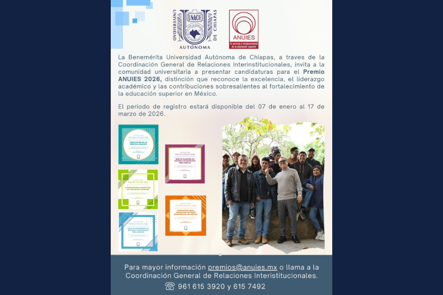 La Benemérita Universidad Autónoma de Chiapas Invita a Participar en el Premio ANUIES 2026