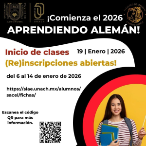 Facultad de Lenguas Campus Tuxtla de la UNACH abre inscripciones para cursos presenciales de alemán en ciclo 2026