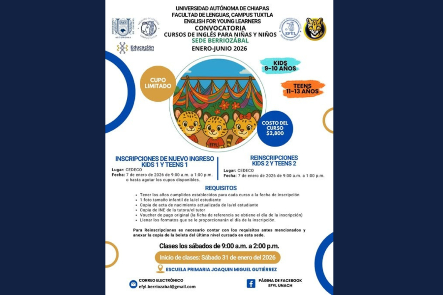 Expanden programa de enseñanza de inglés temprano “English for Young Learners” a municipio de Berriozábal