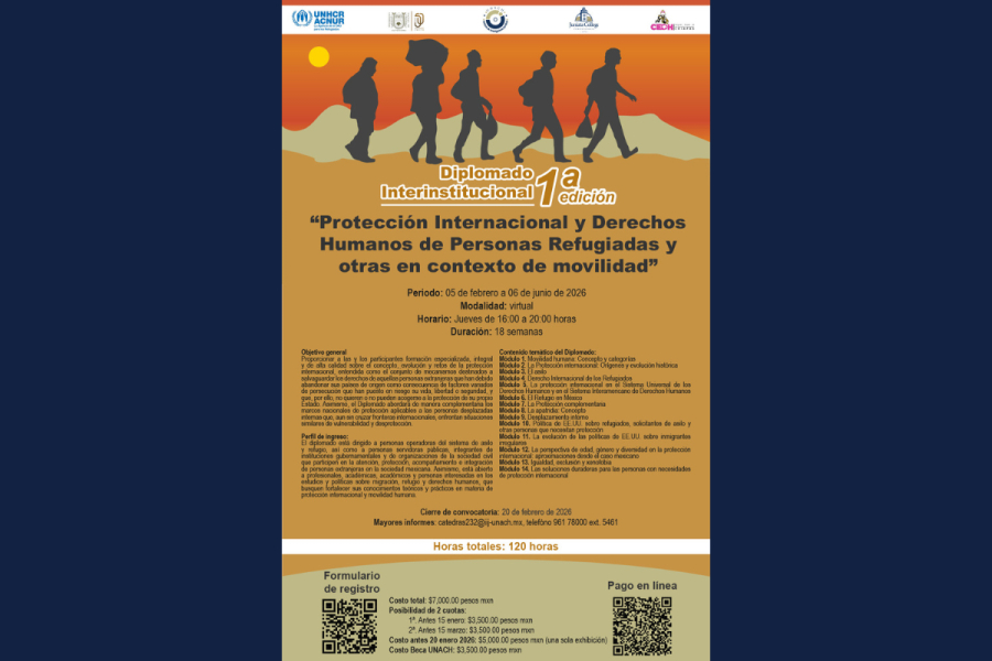 Ofrecen diplomado especializado en protección a personas refugiadas; convocatoria cierra el 20 de febrero