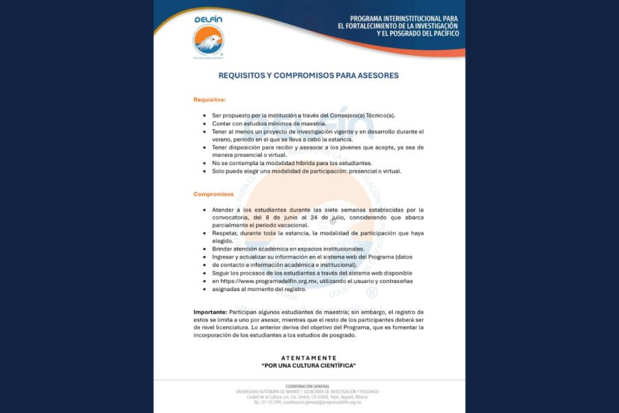 Programa Delfín abre proceso para integrar asesoras y asesores del Verano de Investigación 2026