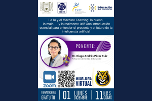 CEDES de la UNACH presenta conferencia sobre inteligencia artificial con especialista de la Universidad de Manchester