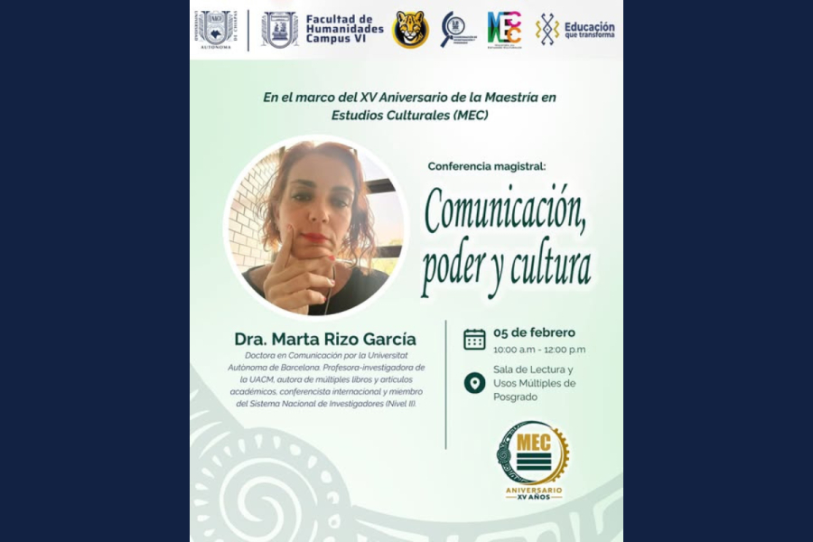 Maestría en Estudios Culturales de la UNACH inicia celebración de su XV Aniversario con conferencia magistral