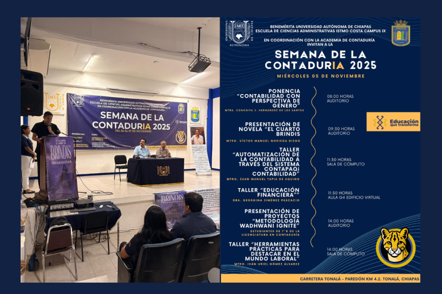 Competencias contables con perspectiva de género y emprendimiento durante la Semana de la Contaduría en Campus IX Tonalá