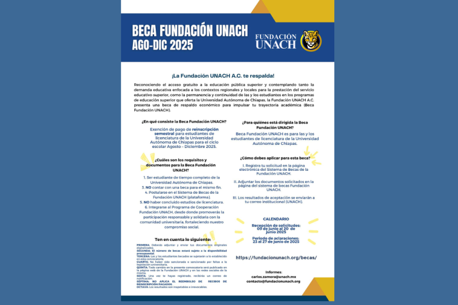 Fundación UNACH lanza convocatoria de becas para estudiantes universitarios
