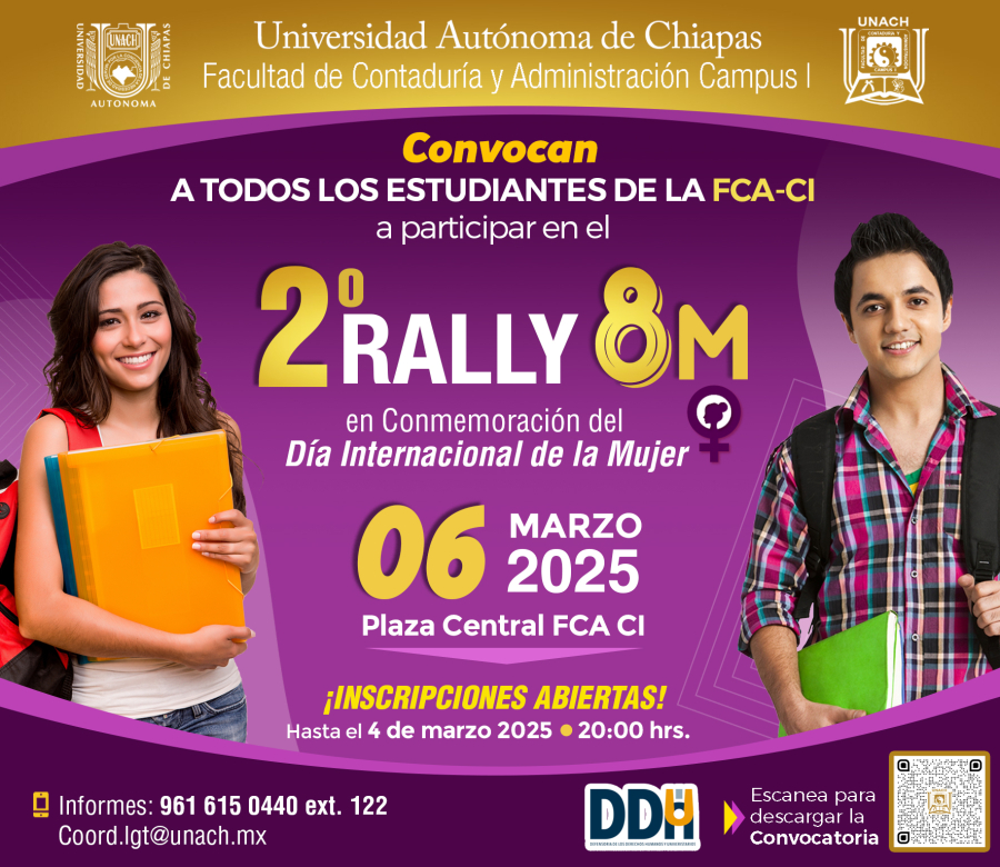 Celebrará FCA-C Día Internacional de la Mujer con 2° Rally 8M