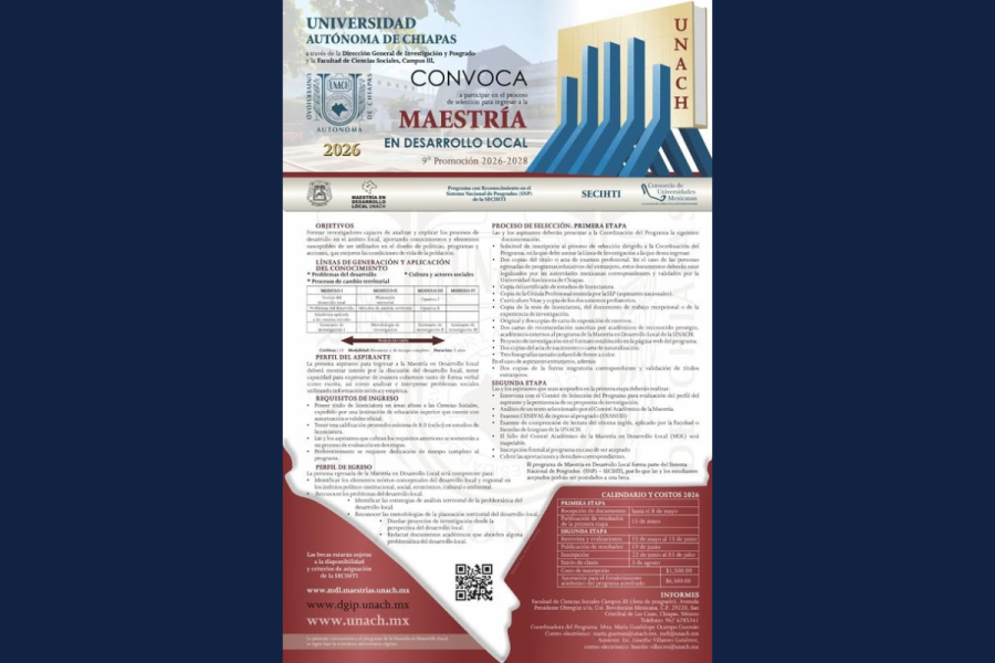 Se abre ingreso en 2026 a Maestría en Desarrollo Local en Facultad de Ciencias Sociales Campus III