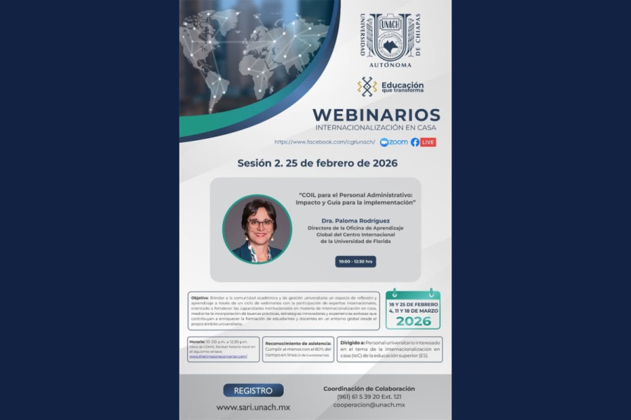 Invitan a segunda sesión de Webinarios de Internacionalización en Casa con especialista de la Universidad de Florida