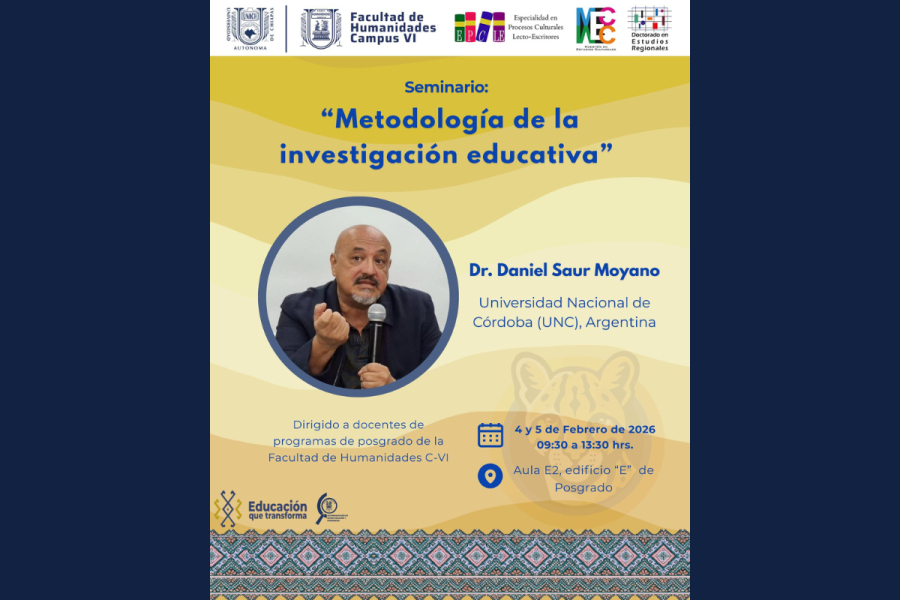 Ofrecerá UNACH seminario “Metodología de la investigación educativa” con experto argentino en la Facultad de Humanidades