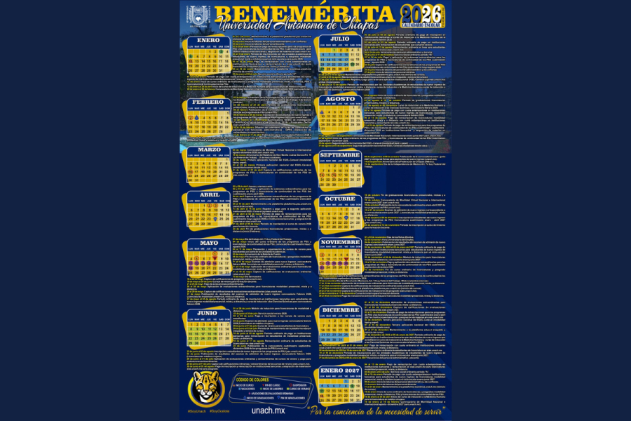 Es publicado Calendario Escolar UNACH 2026 para toda su comunidad universitaria