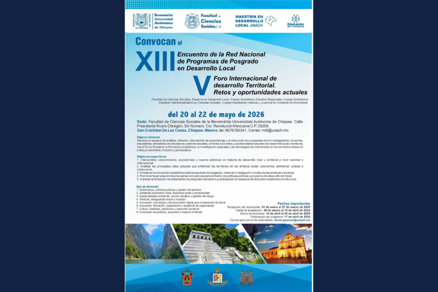 Será sede UNACH del XIII Encuentro Nacional y V Foro Internacional sobre Desarrollo Local y Territorial en 2026