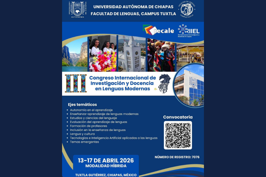 Convoca Facultad de Lenguas Tuxtla  al III Congreso Internacional de Investigación y Docencia en Lenguas Modernas