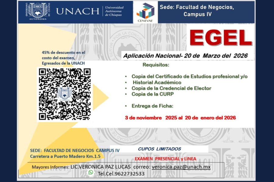 Abren convocatoria para Examen General de Egreso de Licenciatura con descuento del 45% para estudiantes