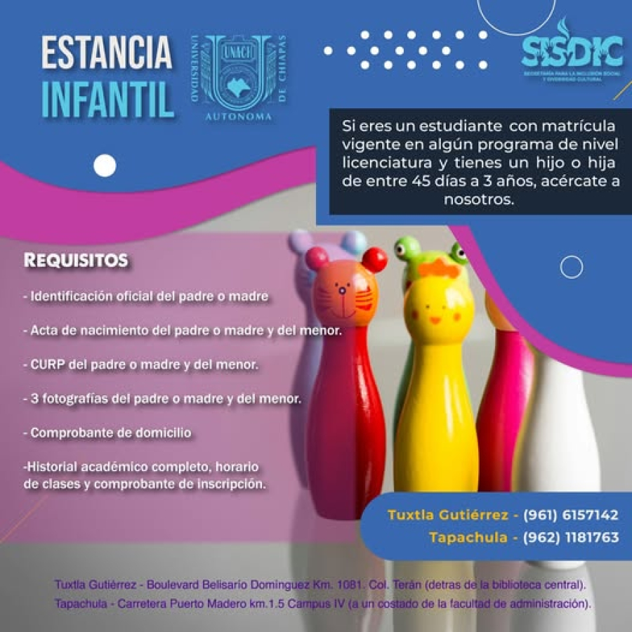 UNACH ofrece servicio de Estancia Infantil para hijas e hijos de estudiantes