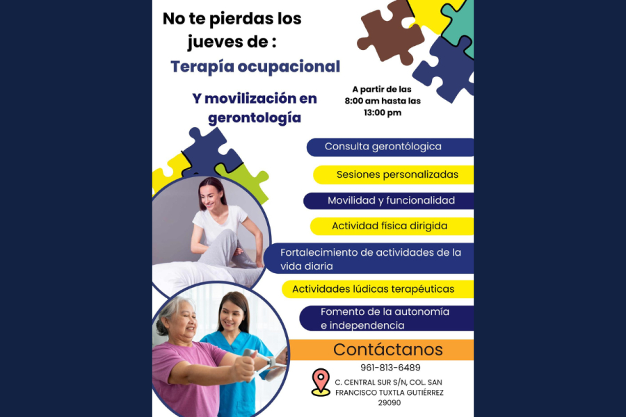 Módulo Gerontológico de la UNACH ofrecerá terapia ocupacional especializada para adultos mayores