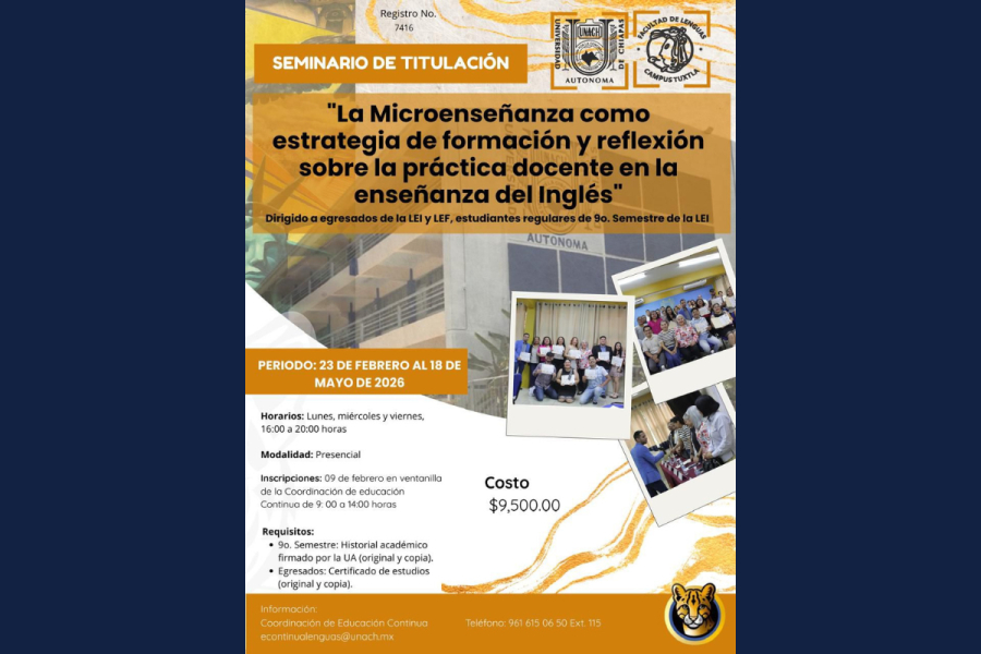 Invitan a estudiar Seminario de Titulación en la Facultad de Lenguas Tuxtla