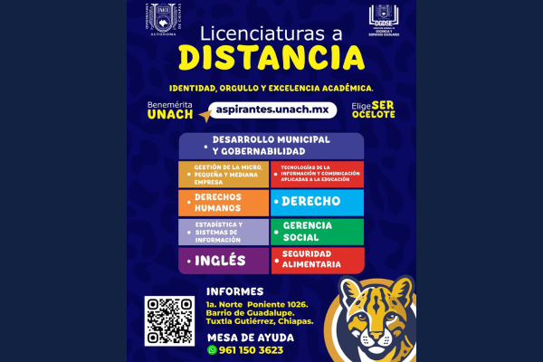 Convoca UNACH a 9 licenciaturas a distancia para ciclo Enero-Junio 2026